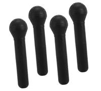 Beaupretty 4pcs Realistic Plastic Microphone Prop for Pretend Play Speech Practice Karaoke Party Favor Pretend Reporter Mic for Halloween Christmas Birthday