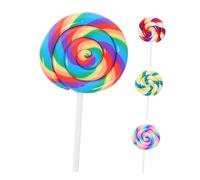 Beaupretty 4pcs Realistic Polymer Clay Lollipop Models Colorful Fake Candy Decorations for Birthday Party Carnival Photo Props Craft Charms