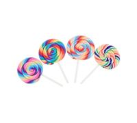 Beaupretty 4pcs Realistic Rainbow Swirl Lollipop Dollhouse Props Cute Simulation Candy Ornaments for Room Desk Car Decoration Lifelike Artificial Sweet Accessories