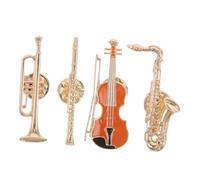 Beaupretty 4pcs Retro Music Instrument Brooch Pins Vintage Guitar Saxophone Trumpet Flute Badges Lightweight Music Themed Accessories for Jazz Lovers and Orchestra Fans