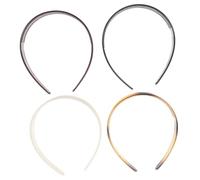Beaupretty 4pcs Retro Striped Skinny Headbands for Women Narrow Non-slip Resin Hairbands with Wine Red Black Beige Tortoiseshell Colors Flexible Comfortable School and Everyday Hair