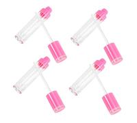 Beaupretty 4pcs Reusable Plastic Lip Gloss Containers for Women Portable Empty Lipstick DIY Tubes with Caps Lightweight Travel Makeup Subpackaging Bottles in Rose Red