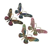 Beaupretty 4pcs Rhinestone Butterfly Brooch Vintage Alloy Lapel Pins for Women Dress Accessories Wedding Birthday Elegant Hollow Out Design