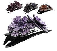 Beaupretty 4pcs Rhinestone French Hair Clips for Thick Hair Non-slip Duckbill Claw Clips with Elegant Design for Women Special Occasions and Everyday Use