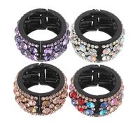 Beaupretty 4pcs Rhinestone French Hair Cuff Clips for Women Decorative Ponytail Holder Hair Claw Accessories with Protective Round Design Lightweight Styling for Buns Braids and Horsetail