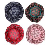 Beaupretty 4Pcs Satin Sleeping Turban Hair Bonnet Elastic Shower Cap for Long Hair Comfortable and Durable Night Sleep Hat Adjustable Fit for Adults