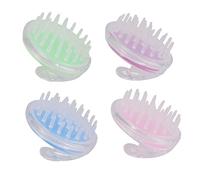 Beaupretty 4Pcs Scalp Scrubber Transparent Blue Pink Purple Green Hair Washing Massage Brush for Women Men Dead Skin Removal Relaxation