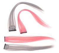 Beaupretty 4pcs Seamless Short Hair Extension Clips, Colored Hairpieces with White Tea Gray and Cherry Blossom Pink, Invisible One-piece Side Clip Hair Accessories for Women and Girls Party Styling