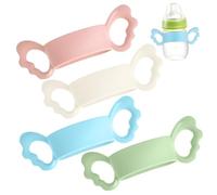 Beaupretty 4pcs Silicone Bottle Handles Wide Neck Carrier for Milk Bottles Easy Grip Double Handles Developing Drinking Skills Portable and Safe