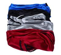 Beaupretty 4pcs Silky Headwrap Durag for Men Women Breathable Long Tail Cap in Black Silver Burgundy and Royal Blue Elastic and Comfortable Hair Protection Turban