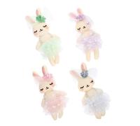 Beaupretty 4pcs Small Plush Bunny Adorable Handmade Rabbit Dolls Soft Stuffed Animal Pendants Charms for Bed Sofa Car Decor Cute Mini Rabbit Ornaments Pastel Green Purple Pink Gray