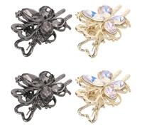 Beaupretty 4Pcs Small Rhinestone Butterfly Hair Claw Clips Set, Metal Mini Butterfly Clips for Women and, Vintage Sparkly Hair Accessories Suitable for Back Hairstyles