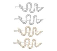 Beaupretty 4pcs Snake Shaped Rhinestone Hair Clips for Women Elegant Alloy Hair Accessories with Secure Hold Vintage Style Barrettes for Daily and Special Occasions Gold Silver