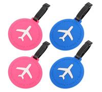 Beaupretty 4pcs Soft PVC Luggage Tags for Suitcases and Backpacks Round Travel Identifiers with Writable Cards Tear-Resistant Baggage Labels for Airport and Airline Use Pink Blue