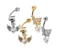Beaupretty 4pcs Stainless Steel Belly Button Rings for Women Heart-shaped Zirconia Butterfly Navel Piercing Jewelry Easy to Use Surgical Bars Beginner-friendly Body Jewelry for Wedding Summer