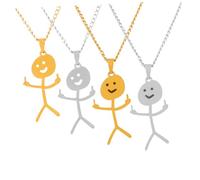 Beaupretty 4pcs Stainless Steel Doodle Pendant Necklace Matching Friendship Jewelry with Gold and Hand Gesture Charms for Women and Men