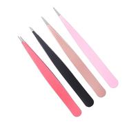 Beaupretty 4pcs Stainless Steel Pointed Eyebrow Tweezers Makeup Clamps Durable Precision Eyebrow Hair Removal Tool for Women Professional and Personal Use