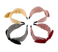 Beaupretty 4pcs Stylish Wide Bow Headband for Women Soft Fabric Stripe Boho Hair Bands with Elegant Knot Detail Comfortable Fit for Parties Weddings and Everyday Wear