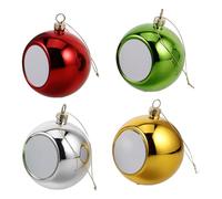 Beaupretty 4pcs Sublimation Christmas Photo Baubles Balls Blank DIY Ornaments for Tree Decoration Easy Hang Red Gold Silver Green Xmas Tree Balls for Holiday Festive Decor