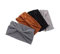 Beaupretty 4Pcs Thick Non Slip Headbands for Women Wide Stretchy Yoga Workout Hair Accessories Secure Fit for Running Gym and Casual Wear Black Grey Coffee