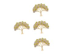 Beaupretty 4pcs Tree Shape Rhinestone Brooch Pin for Women Vintage Hollow Design Durable for Weddings Banquets and Special Occasions Meaningful Symbolizing Wealth and Luck