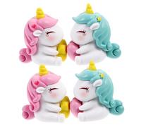 Beaupretty 4pcs Unicorn Resin Figurines Cute Hand Painted Small Animal Models for Garden Decor Micro Landscaping Lawn Decoration Lightweight and Miniature Ornaments