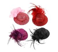 Beaupretty 4pcs Unique Veil Top Hat Hair Clip Mini Hat Hair Clips for Wedding Guest Gothic Style