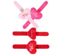 Beaupretty 4pcs Valentine’s Day Heart-Shaped Slap Bracelets Plush Wristbands Party Favors Cute Heart Theme Patting Bands for Valentines Decorations