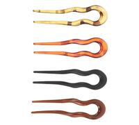 Beaupretty 4pcs Vintage Leopard Print U Shaped Hairpins for Women Stable Bun Holder Hair Sticks with Elegant Asian Hair Accessories Minimalist Retro Updo Headdress Set