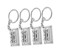 Beaupretty 4pcs Vintage Music Tape Keychain Retro Cassette Pendant Keyring for Party Favors Stylish and Functional Key Accessories Unique Charm for Music Lovers and Nostalgia Enthusiasts