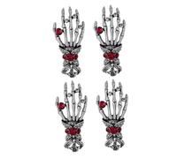 Beaupretty 4pcs Vintage Punk Skull Hand Brooch Alloy Rhinestone Lapel Pins for Sweaters Jackets Scarves Backpacks Unique Retro Style Accessories for Men and Women