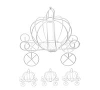 Beaupretty 4pcs White Pumpkin Carriage Candy Box Iron Wire Princess Carriage Centerpiece for Wedding Anniversary Christmas Halloween Party Elegant Tabletop Decoration with Durable