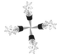Beaupretty 4pcs Wine Bottle Plugs Snowflake Shaped Stainless Steel Silver Airtight Seal Preserve Wine Creative Unique Design for Christmas Decoration