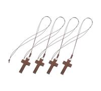 Beaupretty 4pcs Wooden Cross Necklace Retro Adjustable Cord Crucifix Pendant for Men Women Unisex Religious Jewelry for Casual Formal Wear Lightweight Wood Accessory