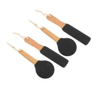 Beaupretty 4pcs Wooden Foot Scrubbers with Handle for Personal Foot Care Black Sand Streaming Technology to Remove Calluses and Dead Skin Suitable for Shower and Home Sessions