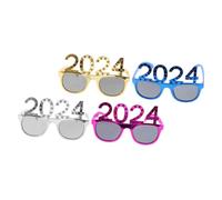 Beaupretty 4pcs Year Party Glasses Plastic Sunglasses Props in Gold Silver Red for Holiday Celebration Material Stylish Photo Booth Accessories