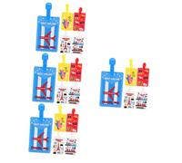 Beaupretty 4sets Cute PVC Luggage Tags Stylish Travel Labels for Suitcases Durable Baggage Tags with Unique Designs Blue Airplane Hot Air Balloon Eiffel Tower London Scene Yellow 5pcs*4