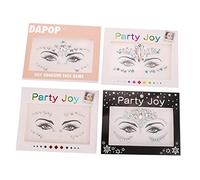 Beaupretty 4Sheets Eye Gems Facial Rhinestone Stickers Self Adhesive Face Jewels for Festivals Parties and Cosplay Fashionable Decorations for Creative Makeovers