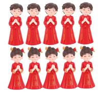 Beaupretty 5 Pairs Red Wedding Figurines Wedding Figures Chinese Style Cake Decoration Cake Figurine Chinese Matrimonial Miniatures Pvc