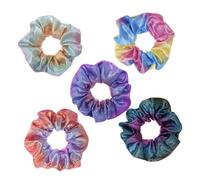 Beaupretty 5 Pcs Rainbow Gradient Shiny Scrunchies Ponytail Holders Soft Hair Bands for Women Comfortable Elastic Hair Accessories for Stylish Hairstyles Random Color