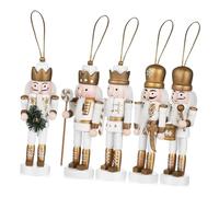 Beaupretty 5 Pcs Wooden Nutcracker Figures Christmas Decor Walnut Soldier Ornaments with Smooth Surface Festive Holiday Charm Decorations for Desktop and Home Display