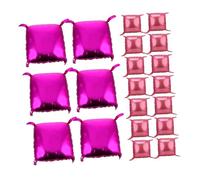 Beaupretty 50pcs Double Sided Aluminum Foil Square Balloons with Ties Reversible and Rose Red Party Decorations for Birthday Day Adults and Celebration Backdrop