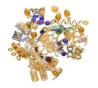 Beaupretty 50pcs Eye Stone Hair Accessories Ethnic Dread Hair Charms Spiral Leaf Metal Cuffs for Braids and Dreadlocks for Women Fashion Styling