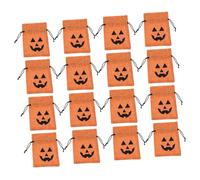 Beaupretty 50pcs Halloween Party Favors Drawstring Treat Bags Small Burlap Sack Pouches for Sweets Orange Pumpkin Pattern Wrapping Bags for Adults