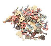 Beaupretty 50pcs Vintage Guitar Shaped Wooden Buttons 35x18mm Retro Style Craft Buttons for DIY Sewing Clothing Decoration Random Color