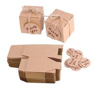 Beaupretty 50sets Diy Thank You Kraft Paper Candy Boxes with Tags Rustic Favor Boxes for Weddings Birthdays and Holidays Vintage Design for Charming and Decorations Pack