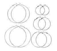 Beaupretty 5pairs Large Hoop Earrings Chunky Round Metal Plated Circle Earrings for Women Fashion Statement Unique Design Daily Wear Jewelry