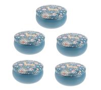 Beaupretty 5pc Round Tinplate Box Vintage Deer Design Small Storage Box for Jewelry Candy Tea for Wedding Banquet