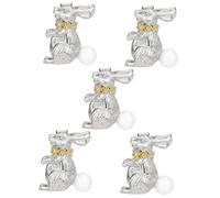 Beaupretty 5pcs Adorable Rabbit Brooch Pin Cute Pearl Bunny Design for Clothing Scarves Hats for Birthdays Mother Day Christmas Easter Celebrations