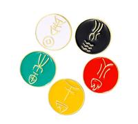 Beaupretty 5pcs Alloy Chinese Character Brooch Pins Metal Badges with Auspicious Five Elements Design for Women Clothing Bags Hats Decorative Accessories